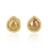 Artisan Women's Gold / Brown Natural Pear Ice Diamond Stud Earrings In 18k Yellow Gold In Gold