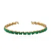 Artisan Women's Gold / Green Baguette Emerald Gemstone Cuff Bracelet In 18k Yellow Gold In Gray