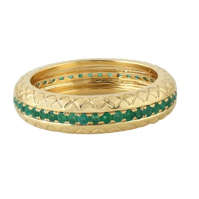 Artisan Women's Gold / Green Emerald Eternity Band Ring In 18k Yellow Gold
