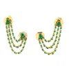 Artisan Women's Gold / Green Emerald Three-layer Chandelier Earrings In 14k Yellow Gold In Multi