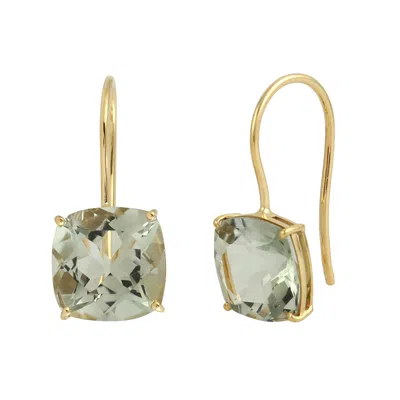 Artisan Women's Gold / Green Faceted Green Amethyst Gemstone Earrings In Yellow Gold