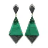Artisan Women's Gold / Green Malachite & Tsavorite Gemstone Pave Diamond Dangle Earrings In Gold