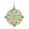 Artisan Women's Gold / Green Mother Of Pearl & Emerald Starburst Pendant With Pave Diamonds In Gold In Multi