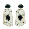 Artisan Women's Gold / Green Mother Of Pearl, Geode & Prong Set Emerald Dangle Earrings In Gold In Multi