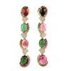 Artisan Women's Gold / Green Multicolor Tourmaline Gemstone & Diamond Dangle Earrings In Gold