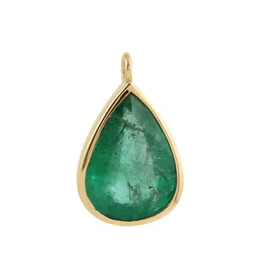 Artisan Women's Gold / Green Pear Shape Emerald Bezel Set Pendant In 18k Yellow Gold