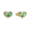 Artisan Women's Gold / Green / White Natural Tsavorite & Diamond Heart Stud Earrings In Yellow Gold