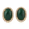 Artisan Women's Gold / Green / White Oval Malachite & Pave Diamond Stud Earrings In Yellow Gold – Fine Jewel In Multi