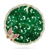 Artisan Women's Green / Gold / Pink Carving Jade & Pink Sapphire With Diamond Butterfly Ring In Yellow Gold