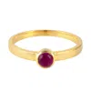 Artisan Women's Gold / Pink / Purple Round Ruby Gemstone Band Ring In Yellow Gold