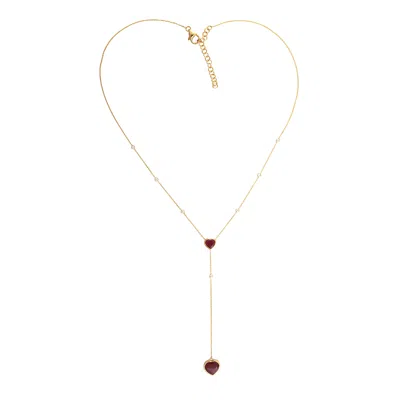 Artisan Women's Gold / Pink / Purple Ruby Gemstone & Diamond Heart Choker Necklace In Yellow Gold