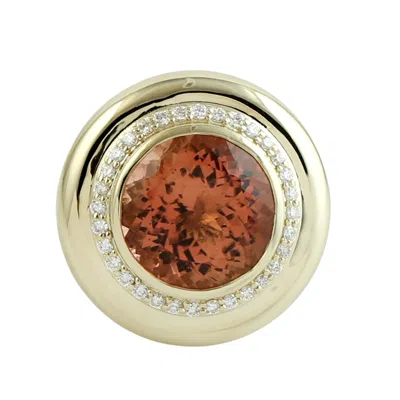 Artisan Women's Gold / Pink / White 14k Yellow Gold Pink Tourmaline & Diamond Halo Ring In Multi