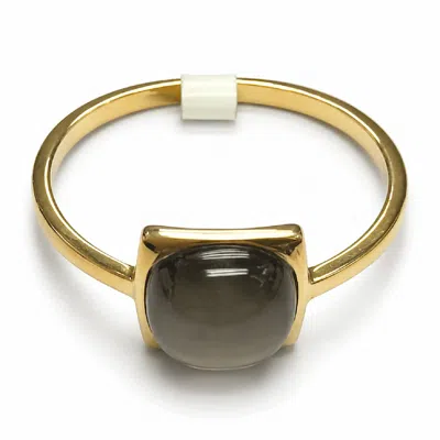 Artisan Women's Gold / Purple 18k Yellow Gold Amethyst Cabochon Solitaire Ring In Multi