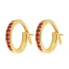 Artisan Women's Gold / Red 10k Yellow Gold Huggie Earrings With Ruby Gemstones In Gold