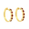 Artisan Women's Gold / Red Natural Ruby Hoop Earrings In 18k Yellow Gold