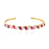 Artisan Women's Gold / Red / White Designer Ruby & Rose-cut Diamond Cuff Bangle In 18k Gold In Gold