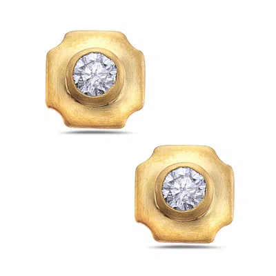 Artisan Women's Gold / White 10k Yellow Gold Diamond Stud Earrings