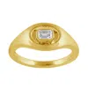 Artisan Women's Gold / White 14k Gold Bezel-set Emerald Diamond Minimalist Signet In Gold