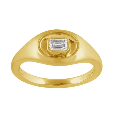 Artisan Women's Gold / White 14k Gold Bezel-set Emerald Diamond Minimalist Signet