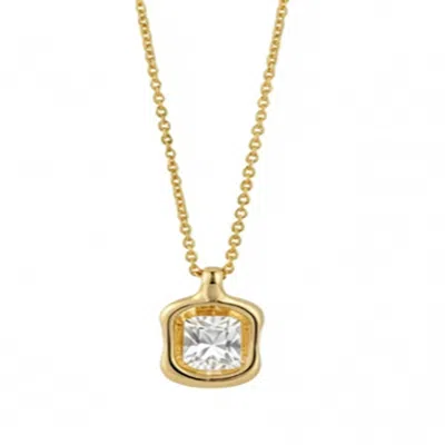 Artisan Women's Gold / White 14k Gold Cushion-cut Diamond Pendant Necklace In Gold/white