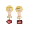Artisan Women's Gold / White 14k Gold Dangle Earrings With Pink Tourmaline, Opal & Pave Diamond In Multi