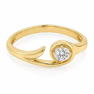 Artisan Women's Gold / White 14k Gold Diamond Open Bypass Ring In Gold/white