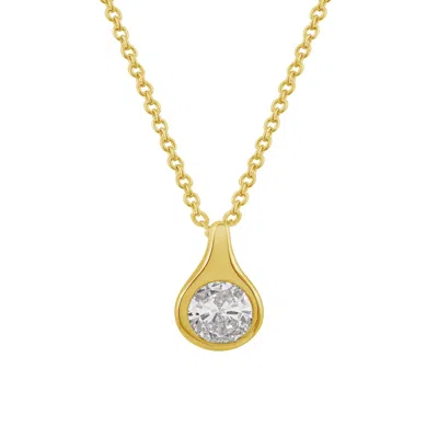 Artisan Women's Gold / White 14k Gold Diamond Teardrop Pendant Necklace In Gold/white
