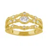 Artisan Women's Gold / White 14k Gold Layered Ring With Oval & Round Diamonds In Gold