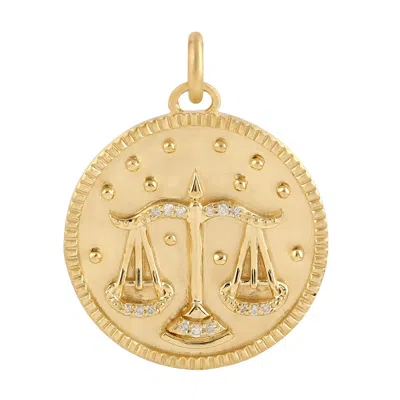 Artisan Women's Gold / White 14k Gold Libra Pendant – Diamond Zodiac Jewelry In Multi