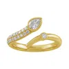 Artisan Women's Gold / White 14k Gold Pear-cut & Pavé Diamond Open Wrap Ring In Multi