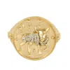 Artisan Women's Gold / White 14k Gold Taurus Zodiac Signet Ring With Natural Diamonds In Gold