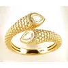 Artisan Women's Gold / White 14k Solid Gold Snake-inspired Bypass Ring With Pear-cut Diamonds In Gold