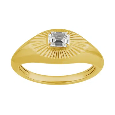 Artisan Women's Gold / White 14k Yellow Gold Asscher Cut Diamond Signet Ring