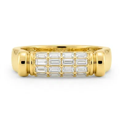 Artisan Women's Gold / White 14k Yellow Gold Baguette Diamond Statement Ring In Gold/white