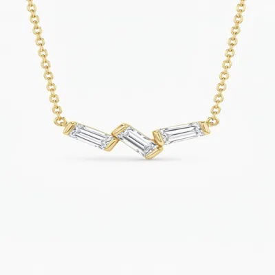Artisan Women's Gold / White 14k Yellow Gold Baguette Diamond Three-stone Pendant Necklace In Gold/white