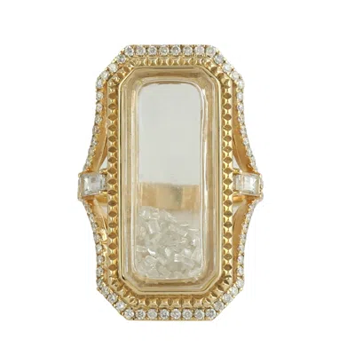 Artisan Women's Gold / White 14k Yellow Gold Baguette Sapphire & Glass Pave Diamond Cocktail Ring In Multi