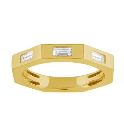 Artisan Women's Gold / White 14k Yellow Gold Bezel Baguette Diamond Band Ring