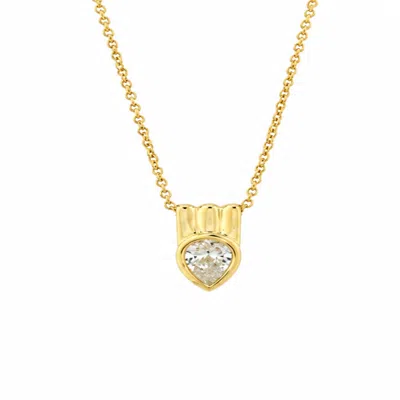 Artisan Women's Gold / White 14k Yellow Gold Bezel Pear Diamond Pendant Necklace In Gold/white