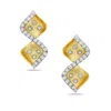 Artisan Women's Gold / White 14k Yellow Gold Dangle Earrings With Natural Diamonds In Gold