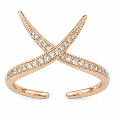 Artisan Women's Gold / White 14k Yellow Gold Diamond Open Crossover Ring In Gold/white