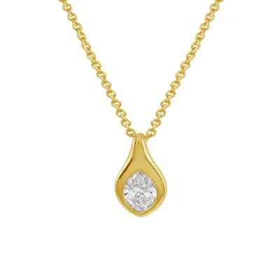 Artisan Women's Gold / White 14k Yellow Gold Diamond Pear-shaped Pendant Necklace In Gold/white