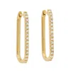 Artisan Women's Gold / White 14k Yellow Gold Diamond Rectangle Hoop Earrings In Gold