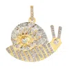 Artisan Women's Gold / White 14k Yellow Gold Diamond Snail Charm Pendant In Gold