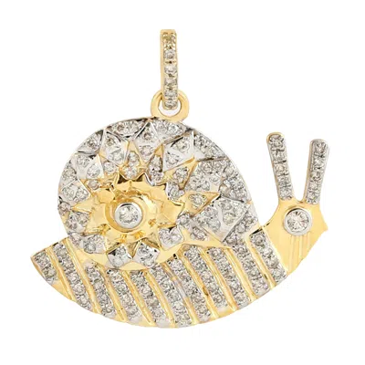 Artisan Women's Gold / White 14k Yellow Gold Diamond Snail Charm Pendant