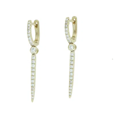 Artisan Women's Gold / White 14k Yellow Gold Diamond Spike Drop Earrings In Gold/white