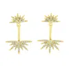 Artisan Women's Gold / White 14k Yellow Gold Ear Jacket Earrings With Sunburst Diamonds In Gold