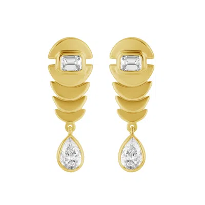 Artisan Women's Gold / White 14k Yellow Gold Emerald-cut & Pear Diamond Drop Earrings