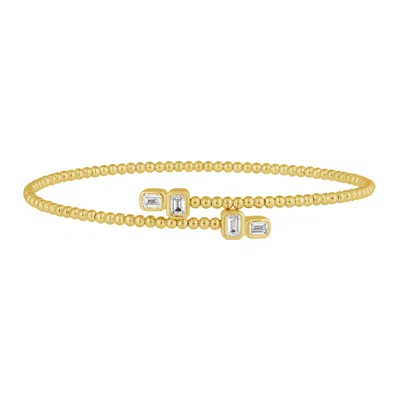 Artisan Women's Gold / White 14k Yellow Gold Emerald Cut Diamond Cuff Bracelet