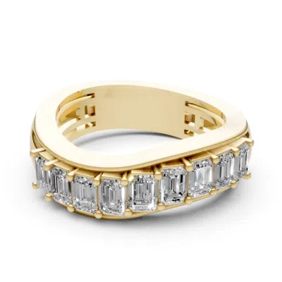 Artisan Women's Gold / White 14k Yellow Gold Emerald Cut Diamond Eternity Band In Gold/white