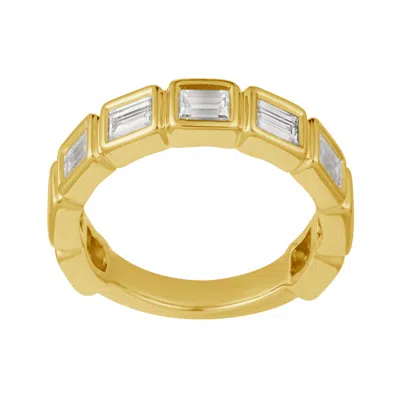 Artisan Women's Gold / White 14k Yellow Gold Emerald Cut Diamond Eternity Band Ring In Gold/white